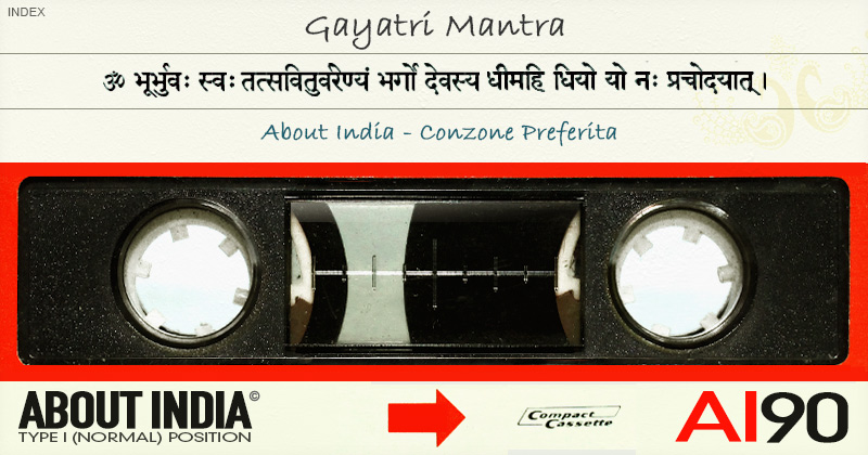 cassetta musicale con il Gayatri mantra  e la prima stanza in sanscrito