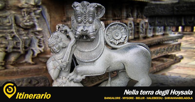 Una statua di un leone di granito in stile Hoysala, Itinerario: nella terra degli hoysala