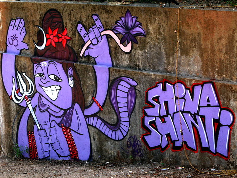 Shiva, graffiti style a Gokarna