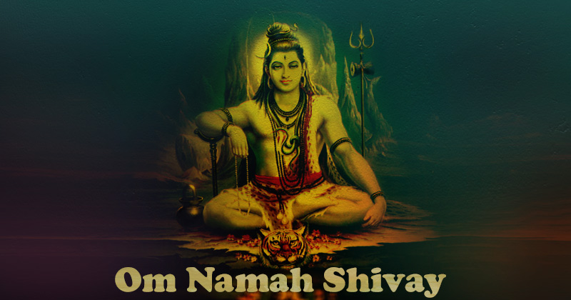 Immagine del dio Shiva con la scritta in basso Om Namah Shivay
