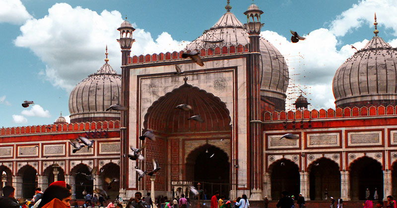 Cortile interno della Jama Masjid, la moschea più grande di Delhi